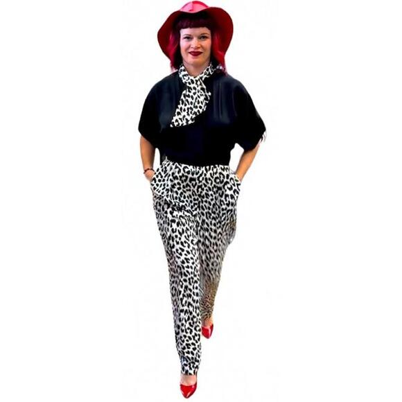 Vintage 80s Prago Black & White Leopard Print Jumpsuit – XS – NWT - Picture 1 of 9